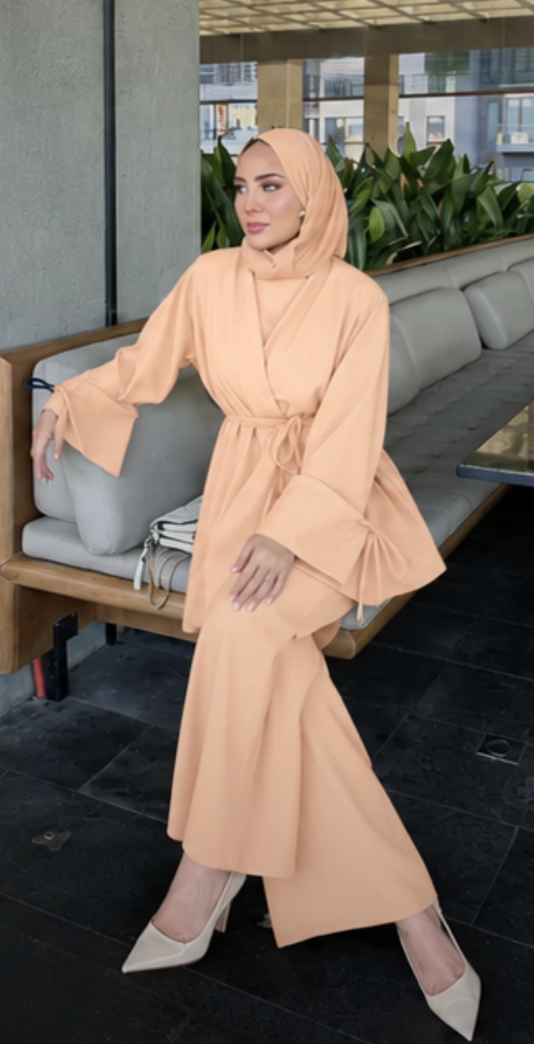 ensemble houyam 3 pieces tissu crepe
